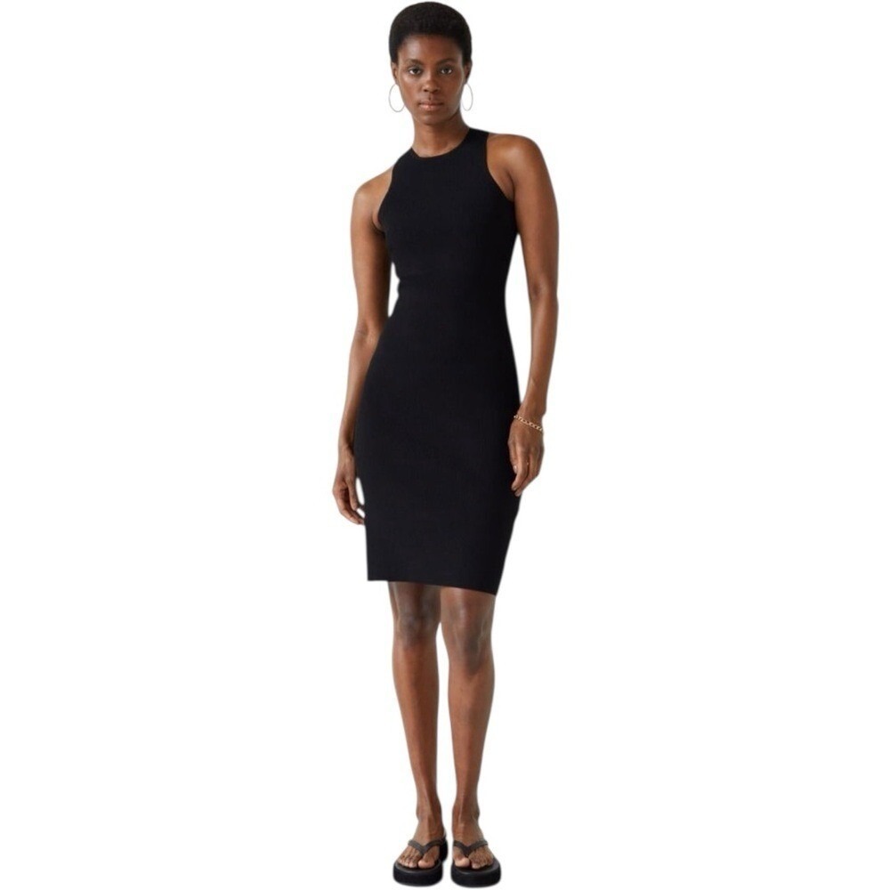 & OTHER STORIES Fitted Black‎ Ribbed Open Back Midi Dress Size Small